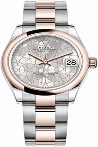 Replica 278241 Silver Floral Oyster Rolex Datejust 31mm Stainless Steel and Rose Gold Ladies Watch
