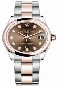 Replica 278241 Chocolate Diamond Oyster Rolex Datejust 31mm Stainless Steel and Rose Gold Ladies Watch