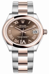 Replica 278241 Chocolate Roman VI Oyster Rolex Datejust 31mm Stainless Steel and Rose Gold Ladies Watch