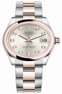 Replica 278241 Silver Diamond Oyster Rolex Datejust 31mm Stainless Steel and Rose Gold Ladies Watch