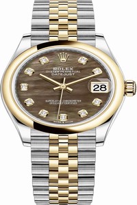 Replica 278243 Black MOP Diamond Jubilee Rolex Datejust 31mm Stainless Steel and Yellow Gold Ladies Watch