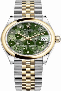 Replica 278243 Olive Green Floral Jubilee Rolex Datejust 31mm Stainless Steel and Yellow Gold Ladies Watch