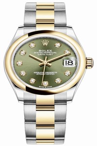 Replica 278243 Green Diamond Oyster Rolex Datejust 31mm Stainless Steel and Yellow Gold Ladies Watch