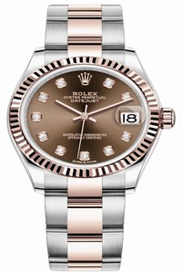 Replica 278271 Chocolate Diamond Oyster Rolex Datejust 31mm Stainless Steel and Rose Gold Ladies Watch