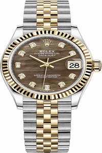 Replica 278273 Black MOP Diamond Jubilee Rolex Datejust 31mm Stainless Steel and Yellow Gold Ladies Watch