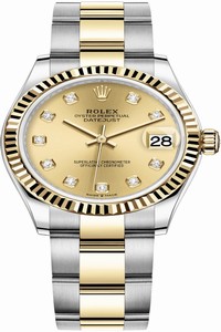 Replica 278273 Champagne Diamond Oyster Rolex Datejust 31mm Stainless Steel and Yellow Gold Ladies Watch