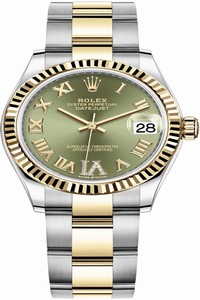 Replica 278273 Green VI Roman Oyster Rolex Datejust 31mm Stainless Steel and Yellow Gold Ladies Watch