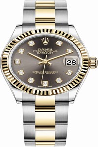 Replica 278273 Grey Diamond Oyster Rolex Datejust 31mm Stainless Steel and Yellow Gold Ladies Watch