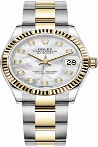 Replica 278273 MOP Diamond Oyster Rolex Datejust 31mm Stainless Steel and Yellow Gold Ladies Watch