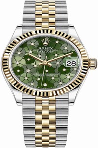 Replica 278273 Olive Green Floral Jubilee Rolex Datejust 31mm Stainless Steel and Yellow Gold Ladies Watch