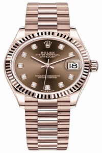 Replica 278275 Chocolate Diamond President Rolex Datejust 31mm Everose Gold Ladies Watch