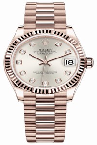 Replica 278275 Silver Diamond President Rolex Datejust 31mm Everose Gold Ladies Watch