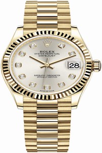 Replica 278278 Silver Diamond President Rolex Datejust 31mm Yellow Gold Ladies Watch