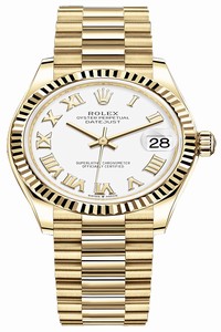 Replica 278278 White Roman President Rolex Datejust 31mm Yellow Gold Ladies Watch