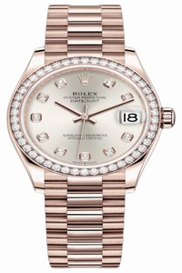 Replica 278285rbr Silver Diamond President Rolex Datejust 31mm Everose Gold Ladies Watch