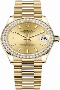 Replica 278288RBR Champagne Index President Rolex Datejust 31mm Yellow Gold Ladies Watch