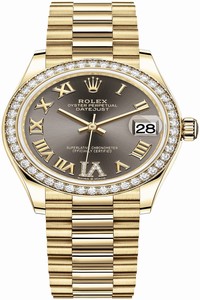 Replica 278288RBR Dark Grey Roman VI President Rolex Datejust 31mm Yellow Gold Ladies Watch