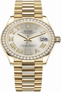 Replica 278288RBR Silver Roman VI President Rolex Datejust 31mm Yellow Gold Ladies Watch