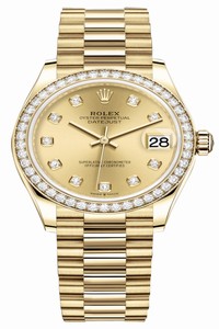 Replica 278288rbr Champagne Diamond President Rolex Datejust 31mm Yellow Gold Ladies Watch