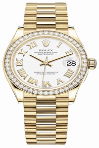 Replica 278288rbr White Roman President Rolex Datejust 31mm Yellow Gold Ladies Watch