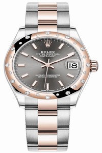 Replica 278341rbr Rhodium Index Oyster Rolex Datejust 31mm Stainless Steel and Rose Gold Ladies Watch
