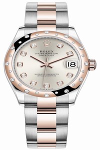 Replica 278341rbr Silver Diamond Oyster Rolex Datejust 31mm Stainless Steel and Rose Gold Ladies Watch