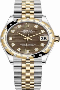 Replica 278343rbr Black MOP Diamond Jubilee Rolex Datejust 31mm Stainless Steel and Yellow Gold Ladies Watch