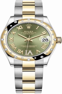 Replica 278343rbr Green VI Roman Oyster Rolex Datejust 31mm Stainless Steel and Yellow Gold Ladies Watch
