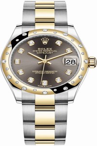 Replica 278343rbr Grey Diamond Oyster Rolex Datejust 31mm Stainless Steel and Yellow Gold Ladies Watch