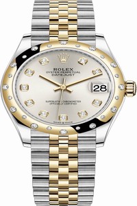 Replica 278343rbr Silver Diamond Jubilee Rolex Datejust 31mm Stainless Steel and Yellow Gold Ladies Watch