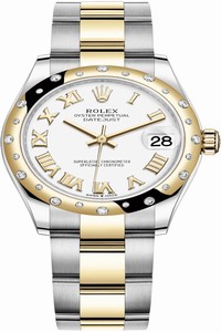 Replica 278343rbr White Roman Oyster Rolex Datejust 31mm Stainless Steel and Yellow Gold Ladies Watch