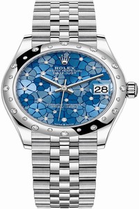Replica 278344rbr Azzurro Blue Floral Jubilee Rolex Datejust 31mm Stainless Steel Ladies Watch