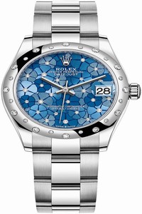 Replica 278344rbr Azzurro Blue Floral Oyster Rolex Datejust 31mm Stainless Steel Ladies Watch