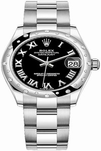 Replica 278344rbr Black Roman Oyster Rolex Datejust 31mm Stainless Steel Ladies Watch