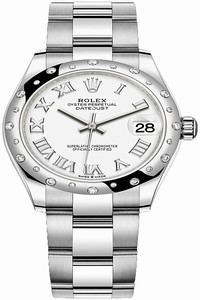 Replica 278344rbr White Roman Oyster Rolex Datejust 31mm Stainless Steel Ladies Watch