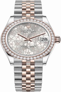 Replica 278381rbr Silver Floral Jubilee Rolex Datejust 31mm Stainless Steel and Rose Gold Ladies Watch