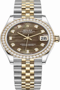 Replica 278383rbr Black MOP Diamond Jubilee Rolex Datejust 31mm Stainless Steel and Yellow Gold Ladies Watch