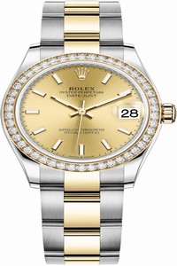Replica 278383rbr Champagne Index Oyster Rolex Datejust 31mm Stainless Steel and Yellow Gold Ladies Watch
