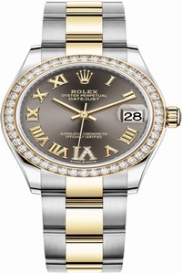 Replica 278383rbr Grey VI Roman Oyster Rolex Datejust 31mm Stainless Steel and Yellow Gold Ladies Watch