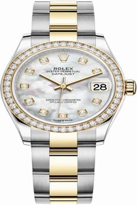 Replica 278383rbr MOP Diamond Oyster Rolex Datejust 31mm Stainless Steel and Yellow Gold Ladies Watch