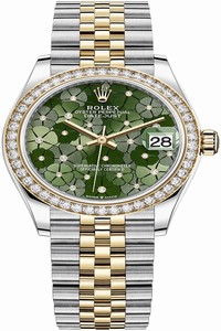 Replica 278383rbr Olive Green Floral Jubilee Rolex Datejust 31mm Stainless Steel and Yellow Gold Ladies Watch