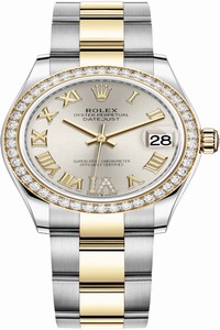 Replica 278383rbr Silver VI Roman Oyster Rolex Datejust 31mm Stainless Steel and Yellow Gold Ladies Watch