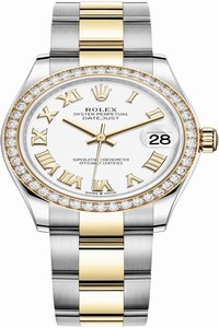 Replica 278383rbr White Roman Oyster Rolex Datejust 31mm Stainless Steel and Yellow Gold Ladies Watch