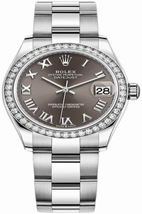 Replica 278384rbr Dark Grey Roman Oyster Rolex Datejust 31mm Stainless Steel Ladies Watch