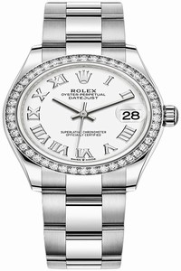 Replica 278384rbr White Roman Oyster Rolex Datejust 31mm Stainless Steel Ladies Watch