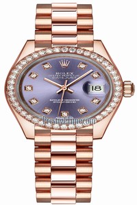 Replica 279135RBR Aubergine Diamond President Rolex Lady Datejust 28mm Everose Gold Ladies Watch