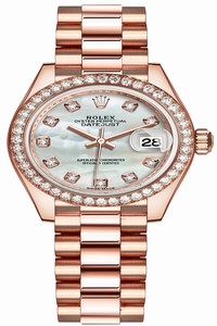 Replica 279135RBR MOP Diamond President Rolex Lady Datejust 28mm Everose Gold Ladies Watch