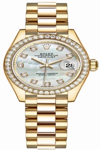 Replica 279138RBR MOP Diamond President Rolex Lady Datejust 28mm Yellow Gold Ladies Watch