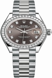 Replica 279139rbr Dark Grey Diamond President Rolex Lady Datejust 28mm White Gold Ladies Watch