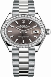 Replica 279139rbr Dark Grey Index President Rolex Lady Datejust 28mm White Gold Ladies Watch